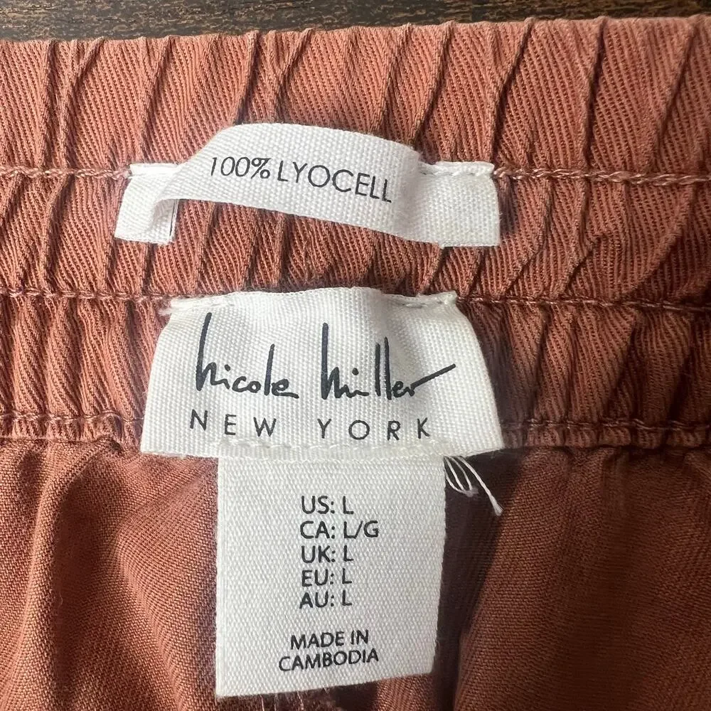 NEW Nicole Miller 100% Lyocell Cargo Pocket Jogger Ankle Pants Size L Terracotta